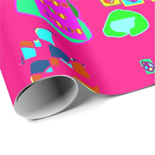 roze multi-patterned design inpakpapier (Rol Hoek)