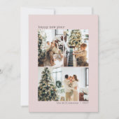 Roze Multi-Photo Collage typemachine lettertype Ni Feestdagenkaart (Voorkant)