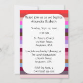 Roze Multi Stripe Cross-Girls Baptisme-uitvindinge Kaart (Achterkant)