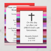 Roze Multi Stripe Cross-Girls Baptisme-uitvindinge Kaart (Voorkant / Achterkant)