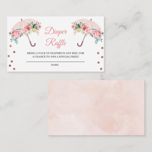 Roze multipele luierlade Raffle-behuizing Informatiekaartje (Voorkant / Achterkant)