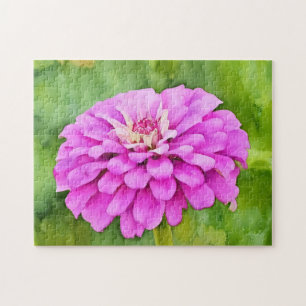 Roze Mum Flower Waterverf Style Art Legpuzzel