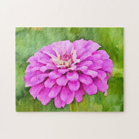 Roze Mum Flower Waterverf Style Art Legpuzzel (Horizontaal)
