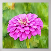 Roze Mum Flower Waterverf Style Art Squared Poster (Voorkant)