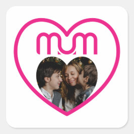 Roze MUM Liefde Fotolijst Vierkante Sticker