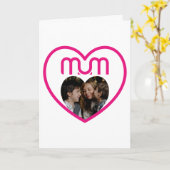 Roze MUM Love Fotolijst Kaart (Gele Bloem)