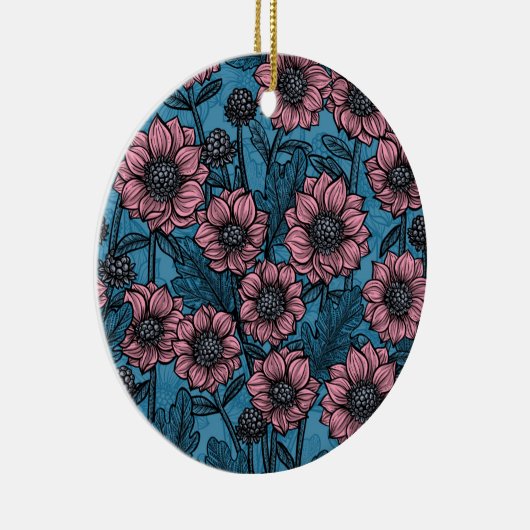 Roze Mums Keramisch Ornament (Rechts)