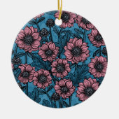 Roze Mums Keramisch Ornament (Voorkant)