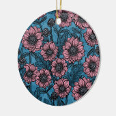 Roze Mums Keramisch Ornament (Links)