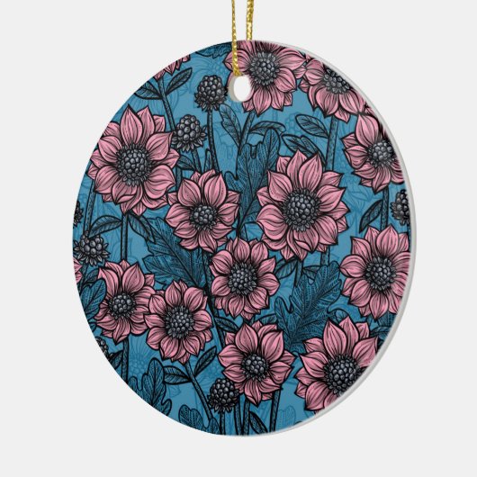 Roze Mums Keramisch Ornament (Links)