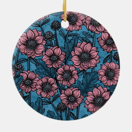 Roze Mums Keramisch Ornament (Achterkant)