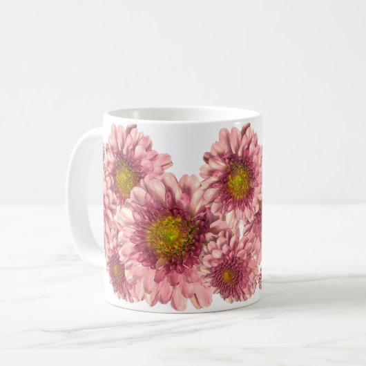 Roze Mums Koffiemok (Voorkant links)
