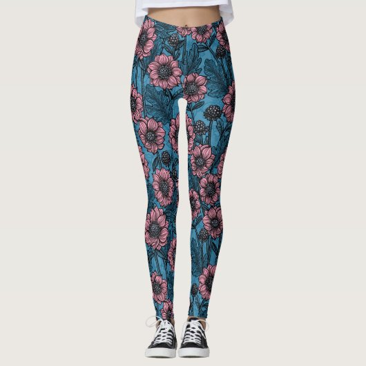 Roze Mums Leggings (Voorkant)