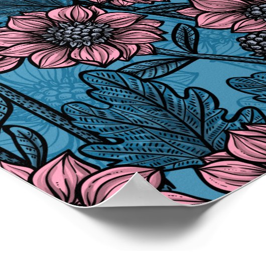 Roze Mums Poster (Hoek)