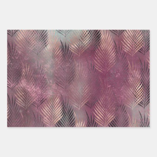 Roze munt Abstracte tropische bladeren Inpakpapier Vel (Voorkant)
