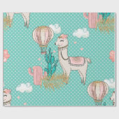 Roze, Munt en Goud Glitter Woestijn Steampunk Llam Cadeaupapier (Vlak)