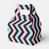 Roze munt en greystripe chevron bruiloft bedankdoosjes (Voorkant Zijde)