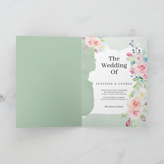 Roze munt groen bloemenstijl  stijl foto bruiloft (Binnen)