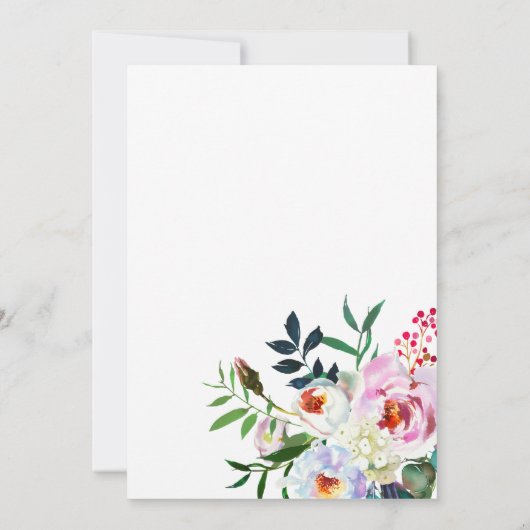 Roze munt groen witte pioen bloemenboho bruiloft kaart (Achterkant)