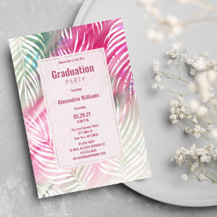 Roze munt groen witte waterverf florale Afstuderen Kaart