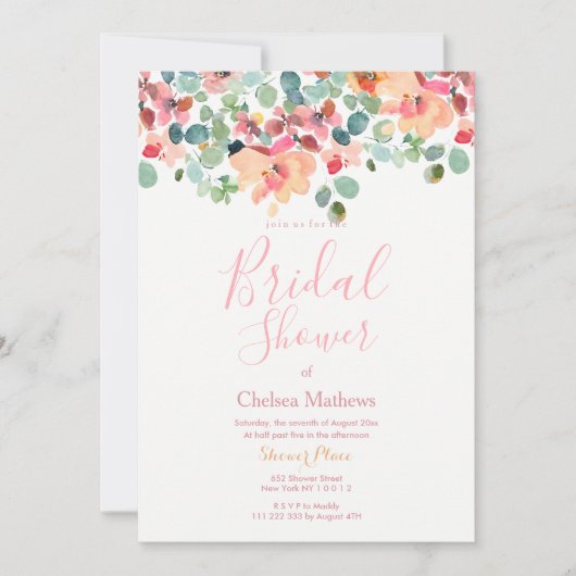 Roze munt rood koraal tuin roos Vrijgezellenfeest Kaart (Voorkant)