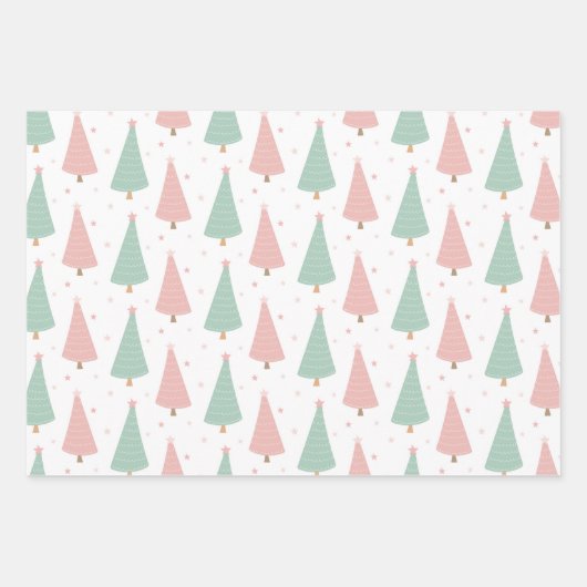 Roze/munt vakantie inpakpapier vellen (Voorkant)