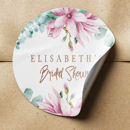 Roze munt waterverf koperen glitter vrijgezellenfe ronde sticker