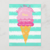 Roze munt zoete ijs 1e verjaardag briefkaart (Voorkant)