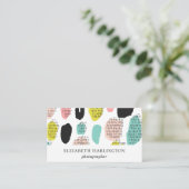 Roze munt zwarte penseelstreken. Moderne professio Visitekaartje (Staand voorkant)