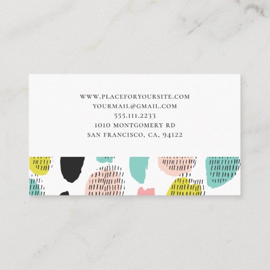 Roze munt zwarte penseelstreken. Moderne professio Visitekaartje (Achterkant)