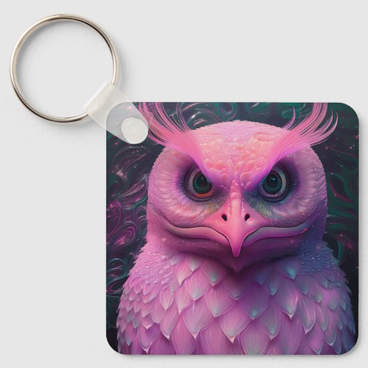 Roze Murloc/Uil hybride schepsel Sleutelhanger (Voorkant)
