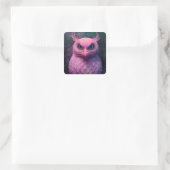 Roze Murloc/Uil hybride schepsel Vierkante Sticker (Tas)