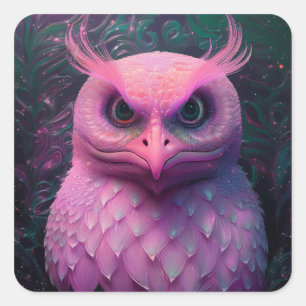 Roze Murloc/Uil hybride schepsel Vierkante Sticker