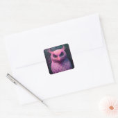 Roze Murloc/Uil hybride schepsel Vierkante Sticker (Envelop)