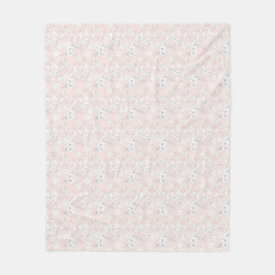 Roze mus, bloemmotief fleece deken