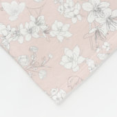 Roze mus, bloemmotief fleece deken (Hoek)