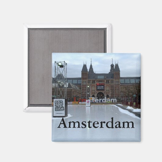 Roze, museumplein, Amsterdam Magneet (Voorkant / Achterkant)