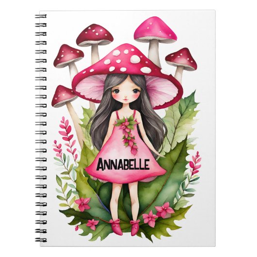 Roze Mushroom Fairy Notitieboek (Voorkant)
