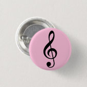 Roze Music Clef badge Ronde Button 3,2 Cm (Voorkant /achterkant)
