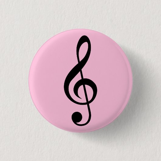 Roze Music Clef badge Ronde Button 3,2 Cm (Voorkant)