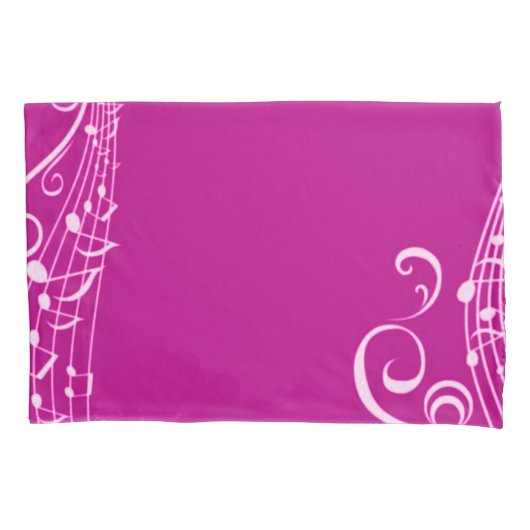 Roze Musical Notes-inspiratie Kussensloop (Voorkant)