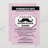 Roze Mustache Bash Kaart (Voorkant / Achterkant)
