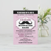 Roze Mustache Bash Kaart (Staand voorkant)