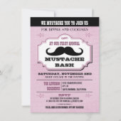 Roze Mustache Bash Kaart (Voorkant)
