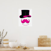Roze Mustache, bovenste hoed en poster parels (Keuken)
