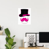 Roze Mustache, bovenste hoed en poster parels (Thuiskantoor)