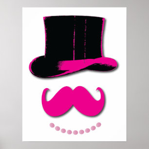 Roze Mustache, bovenste hoed en poster parels