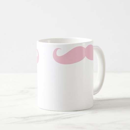 Roze Mustache Coffee Beverage Mok (Voorkant rechts)