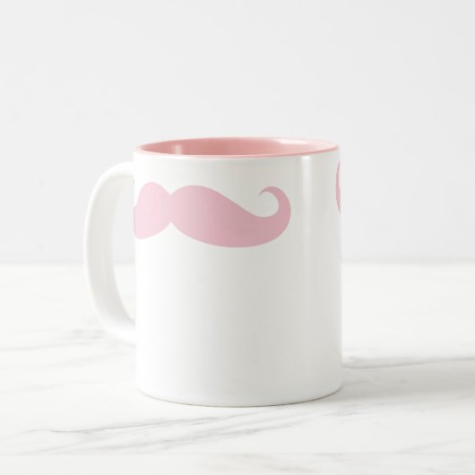 Roze Mustache Coffee Beverage Mok (Voorkant links)