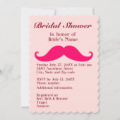 Roze Mustache en Tiara Bridal Shower Invitation Kaart (Voorkant)